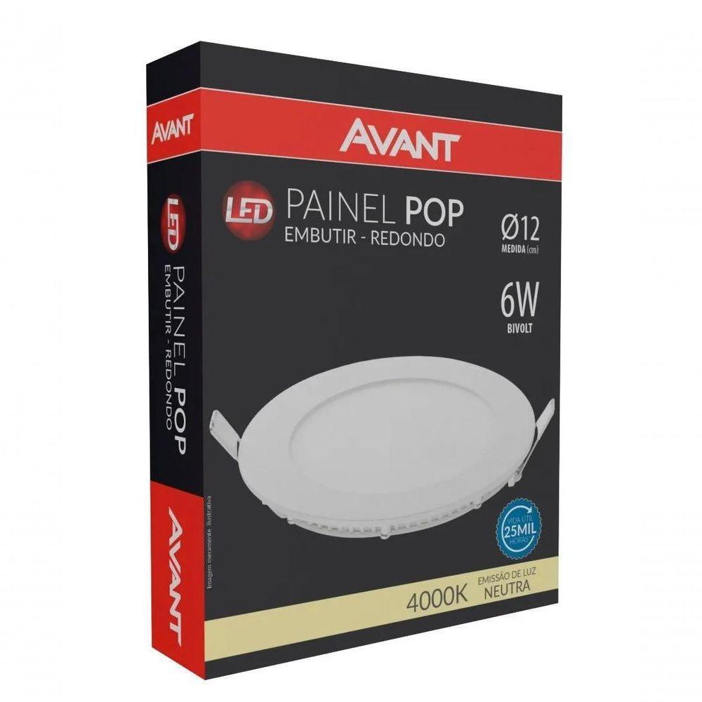 Painel Pop Led Embutir Redondo 12cm Avant 6w 4000k Luz Neutra - 2