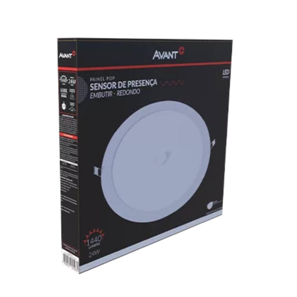 Painel Led Pop Sensor Embutir Redondo 24w 6500k Branco Avant - 2