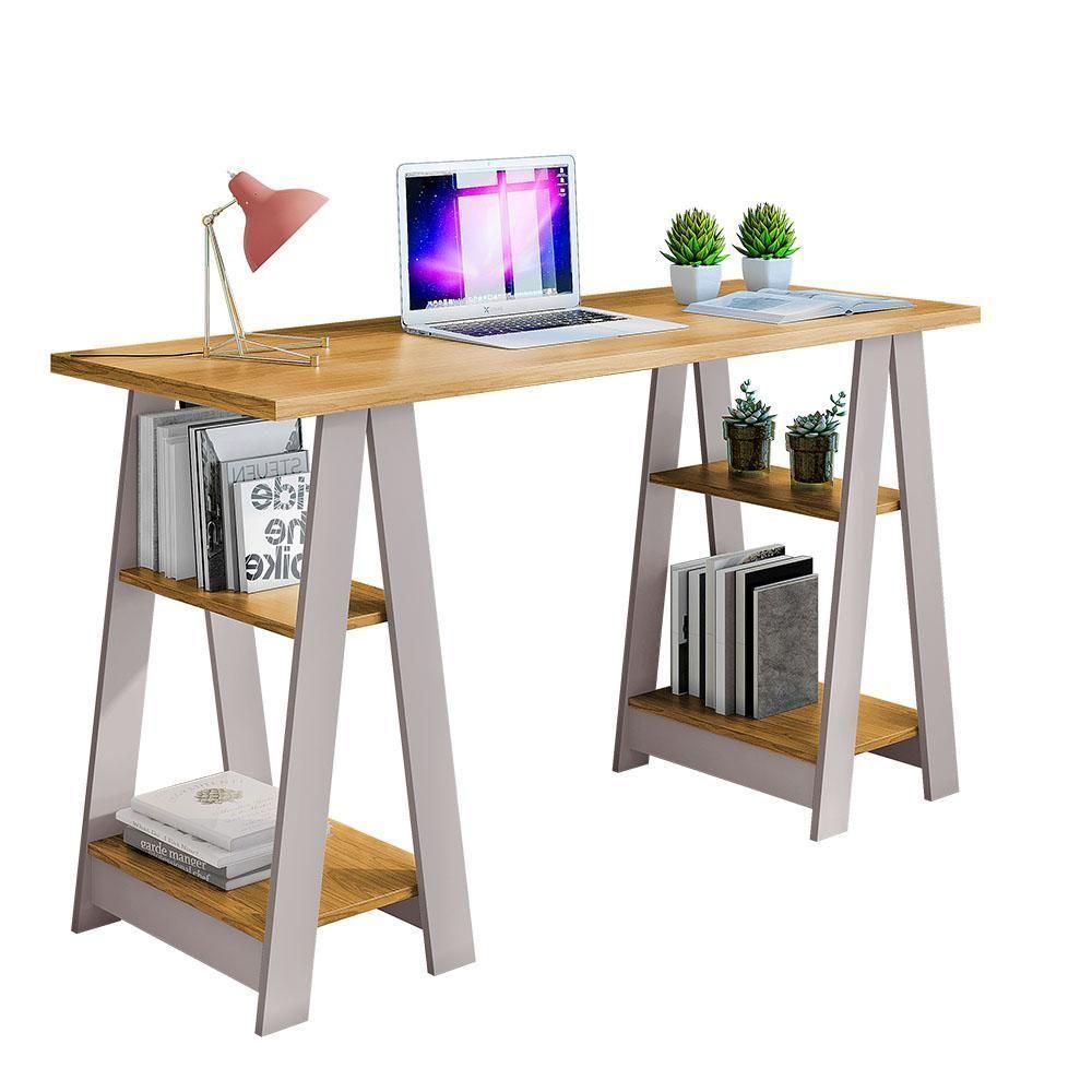 Escrivaninha Vigor 4 Prateleiras Jcm Movelaria Cinamomo Off White - 1