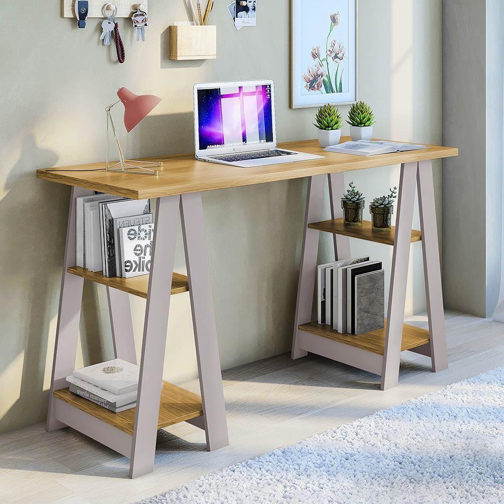 Escrivaninha Vigor 4 Prateleiras Jcm Movelaria Cinamomo Off White - 2