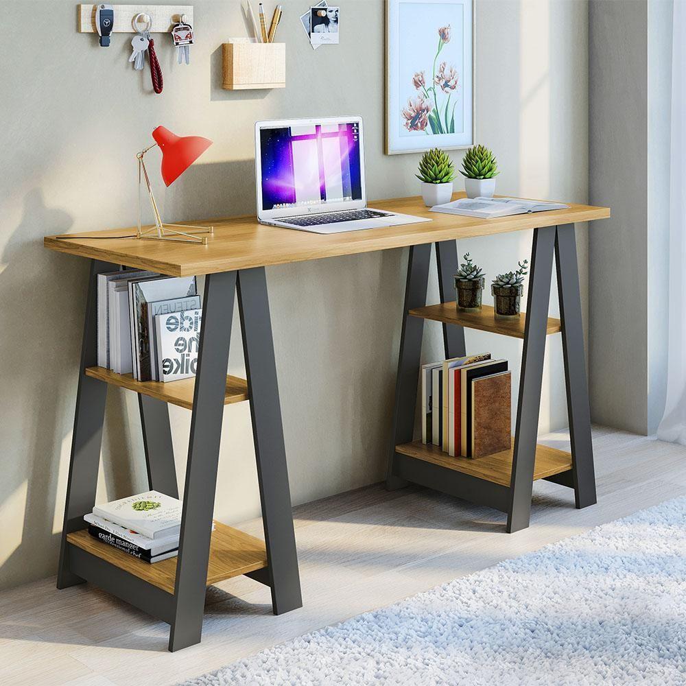 Escrivaninha Vigor 4 Prateleiras Jcm Movelaria Cinamomo Grafite - 2