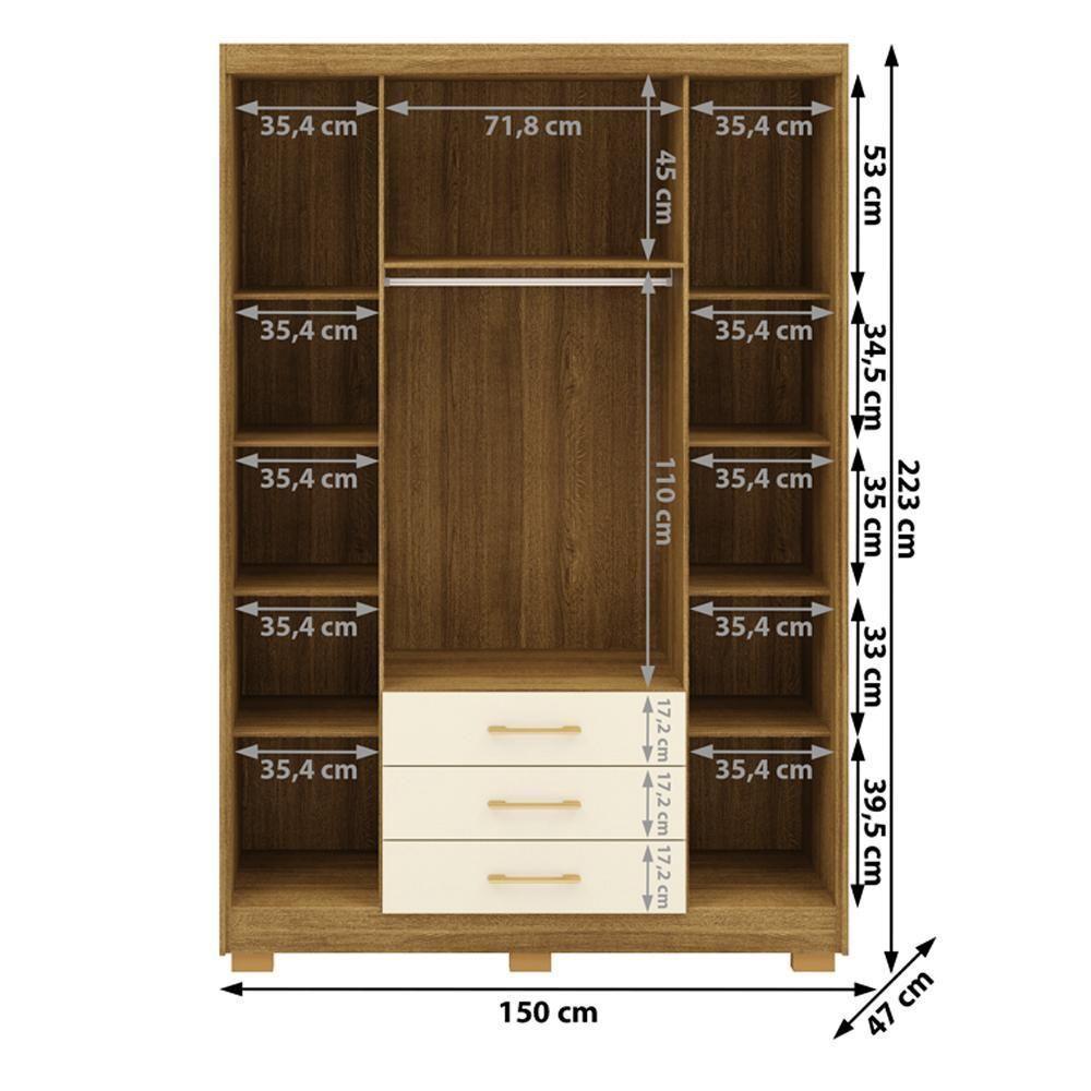 Guarda Roupa Solteiro 120 Cm 4 Portas 10088 Nature Champanhe Vlr Nature Champanhe - 2