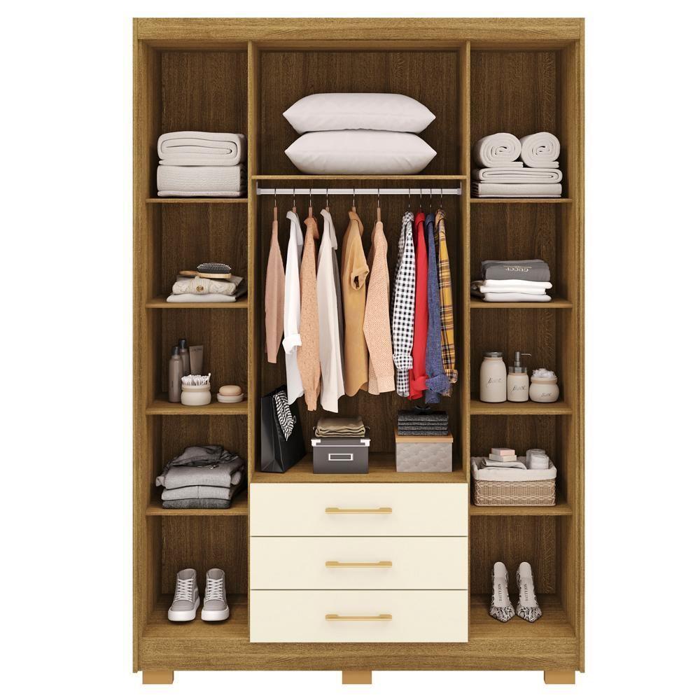 Guarda Roupa Solteiro 120 Cm 4 Portas 10088 Nature Champanhe Vlr Nature Champanhe - 4