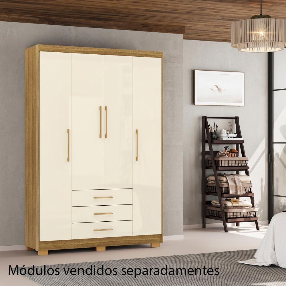 Guarda Roupa Solteiro 120 Cm 4 Portas 10088 Nature Champanhe Vlr Nature Champanhe - 6