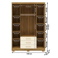 Guarda Roupa Solteiro 120 Cm 4 Portas 10088 Nature Champanhe Vlr Nature Champanhe - 2