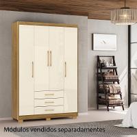 Guarda Roupa Solteiro 120 Cm 4 Portas 10088 Nature Champanhe Vlr Nature Champanhe - 6