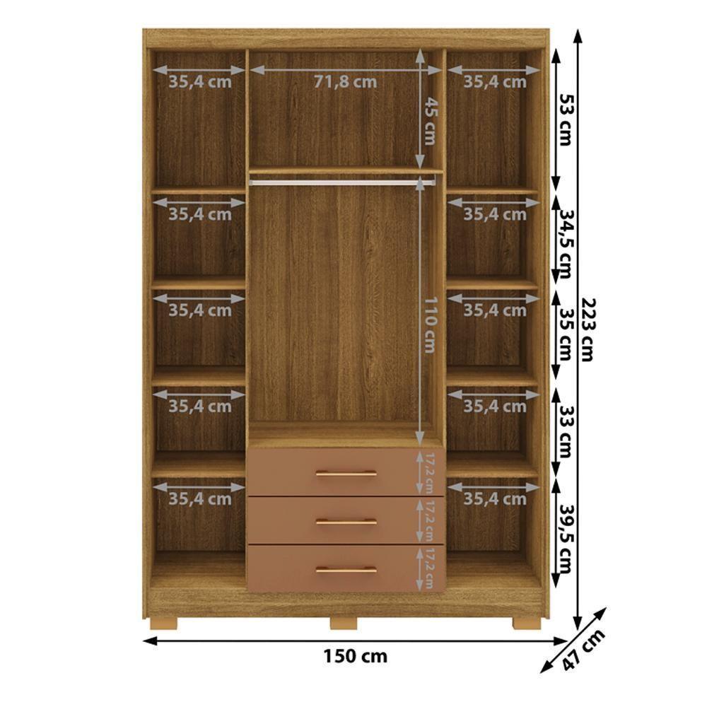 Guarda Roupa Solteiro 120 Cm 4 Portas 10088 Nature Camarim Vlr Nature Camarim - 3