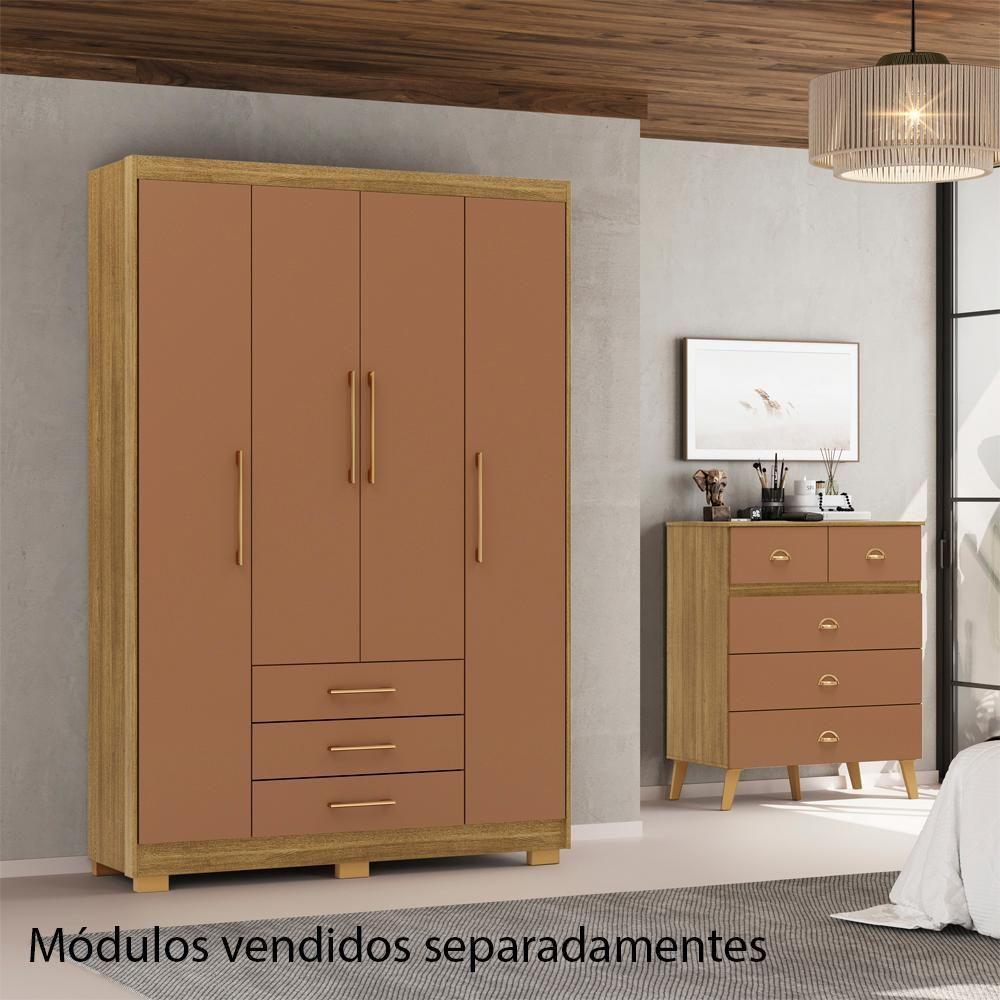 Guarda Roupa Solteiro 120 Cm 4 Portas 10088 Nature Camarim Vlr Nature Camarim - 7