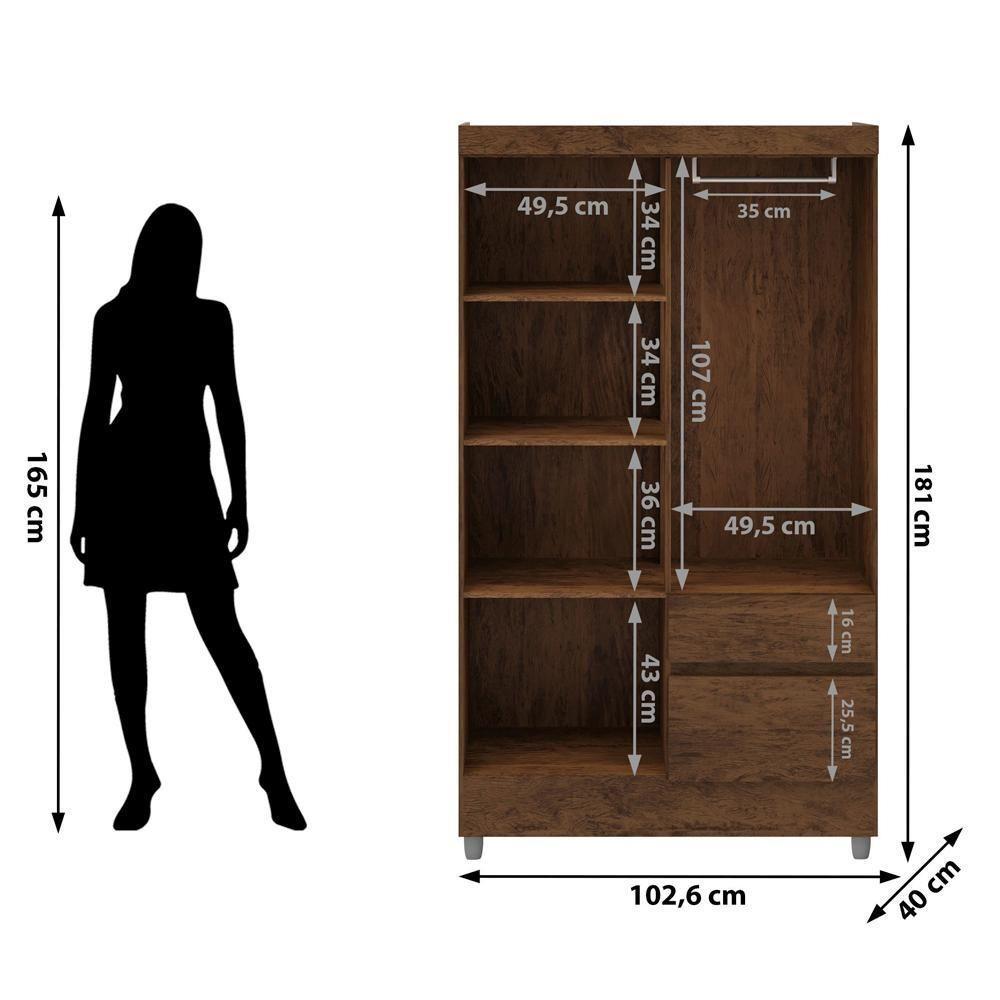 Guarda Roupa 102 Cm 4 Portas Plus 10090 Imbuia Vlr Imbuia - 3