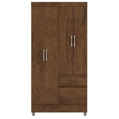 Guarda Roupa Solteiro Plus 10090 4 Portas Bater 2 Gavetas Imbuia MDP Milani Movelaria