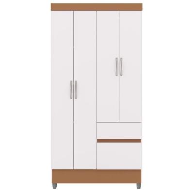 Guarda Roupa Solteiro Plus 10090 4 Portas Bater 2 Gavetas Branco Camarim MDP
