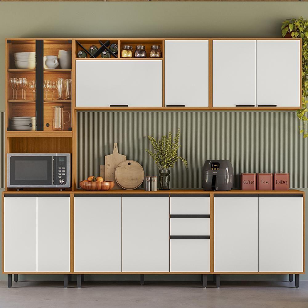 Cozinha Modulada 5 Pecas 360 Cm Raven Freijó Off White Pln - 1