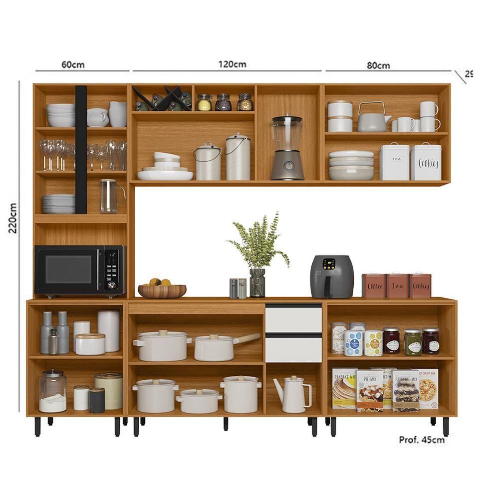 Cozinha Modulada 5 Pecas 360 Cm Raven Freijó Off White Pln - 4