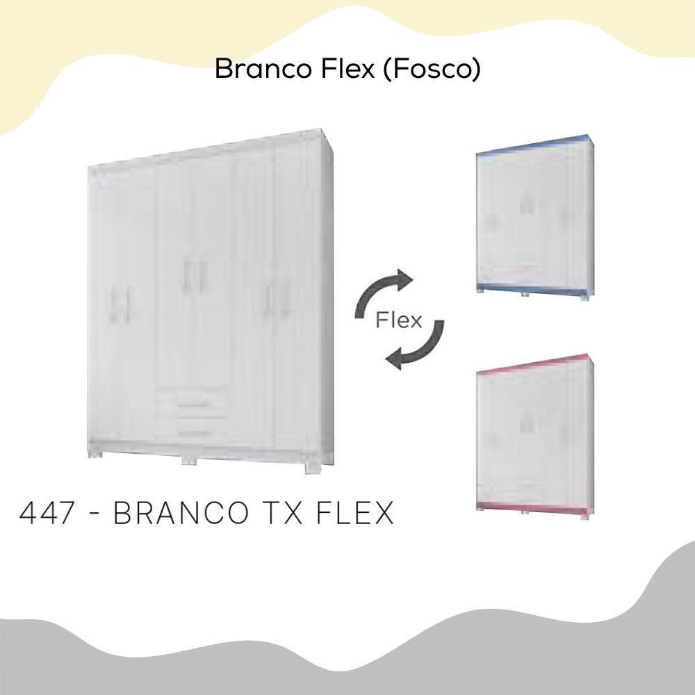 Guarda Roupa Casal Espelho 6 Portas 2 Gavetas Moden 150 Cm Branco Flex Incp - 4