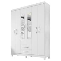 Guarda Roupa Casal Espelho 6 Portas 2 Gavetas Moden 150 Cm Branco Flex Incp - 1