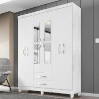 Guarda Roupa Casal Espelho 6 Portas 2 Gavetas Moden 150 Cm Branco Flex Incp - 5