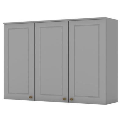Armário Aéreo 3 Portas MDF 120 Cm Americana C352 Cinza Henn