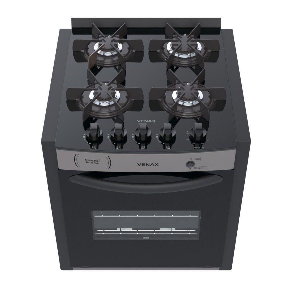 Fogão De Embutir 4 Bocas Venax Gaudi Prisma Vitreo A Gás Grafite Bivolt - 2