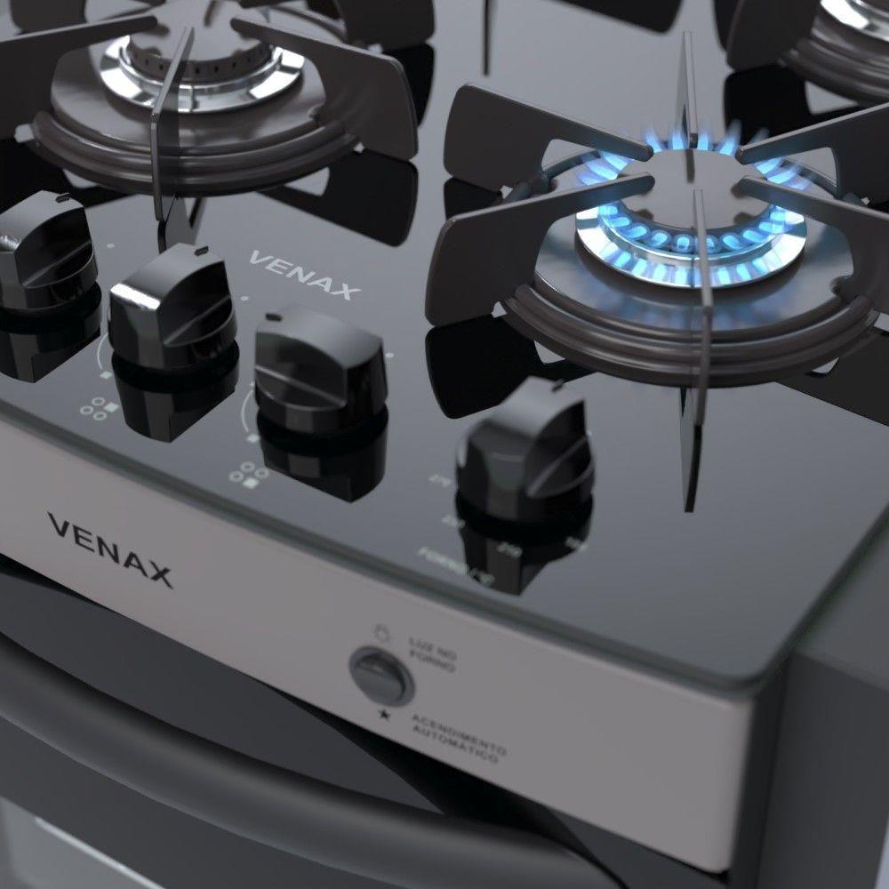 Fogão De Embutir 4 Bocas Venax Gaudi Prisma Vitreo A Gás Grafite Bivolt - 3