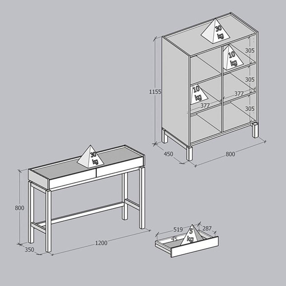 Cristaleira 2 Portas Vidro Canelado Aparador 2 Gavetas Oak Ferrolack Milani Store - 7