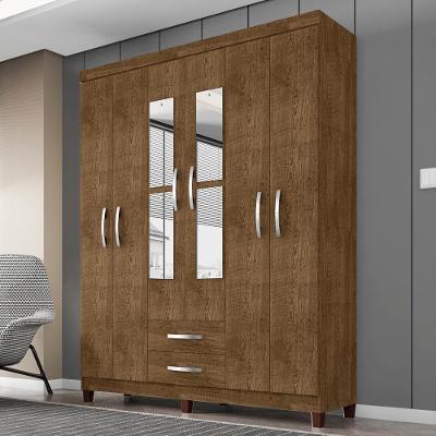 Guarda Roupa Casal Moden 11270 6 Portas Bater 2 Gavetas Malbec MDP com Espelho