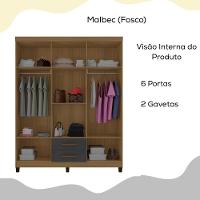 Guarda Roupa Casal Espelho 6 Portas 2 Gavetas Moden 150 Cm Malbec Incp - 3