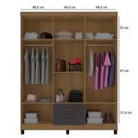 Guarda Roupa Casal Espelho 6 Portas 2 Gavetas Moden 150 Cm Malbec Incp