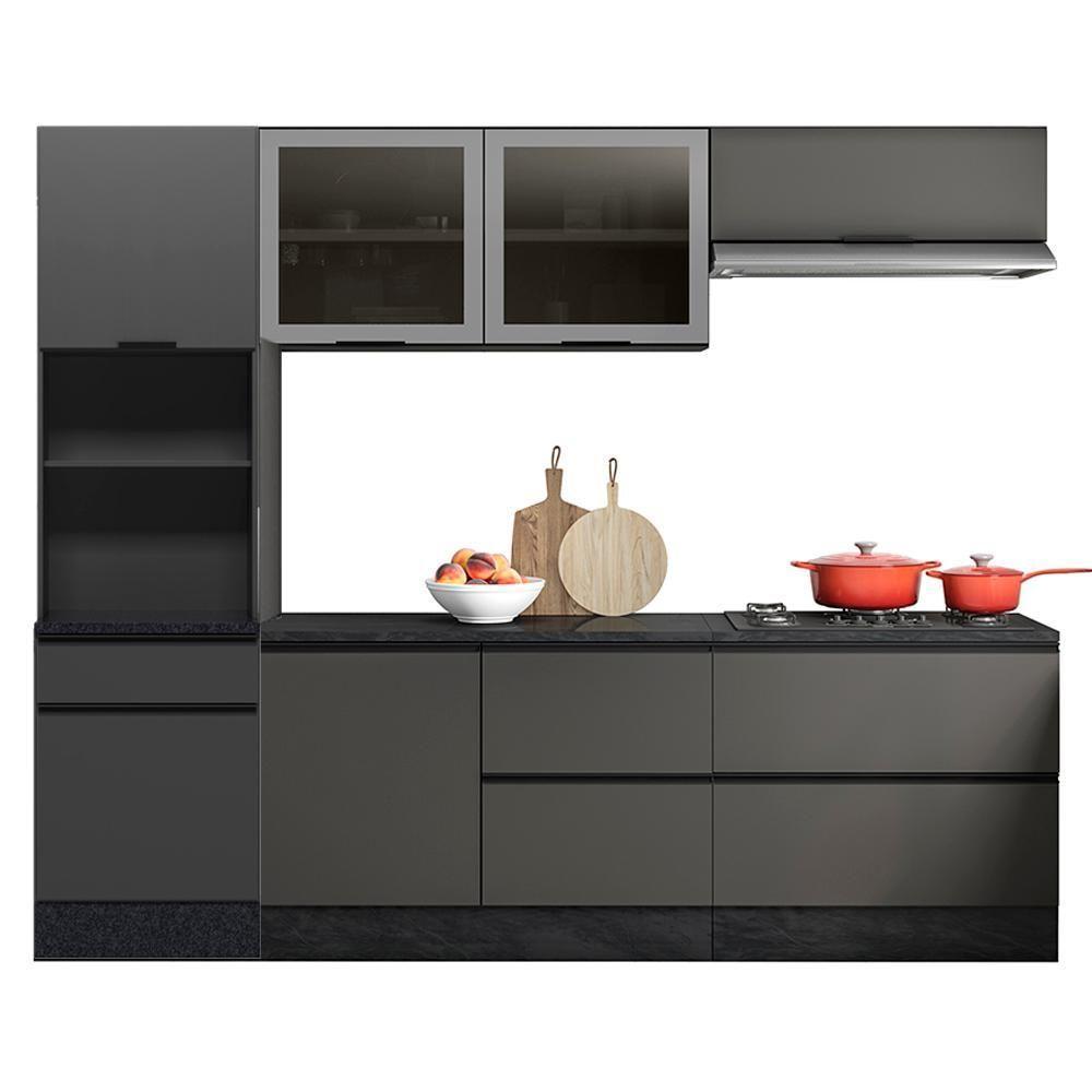 Cozinha 5 Pecas Balcao Tampo 258 Cm Etti Grafite Pln Grafite - 2