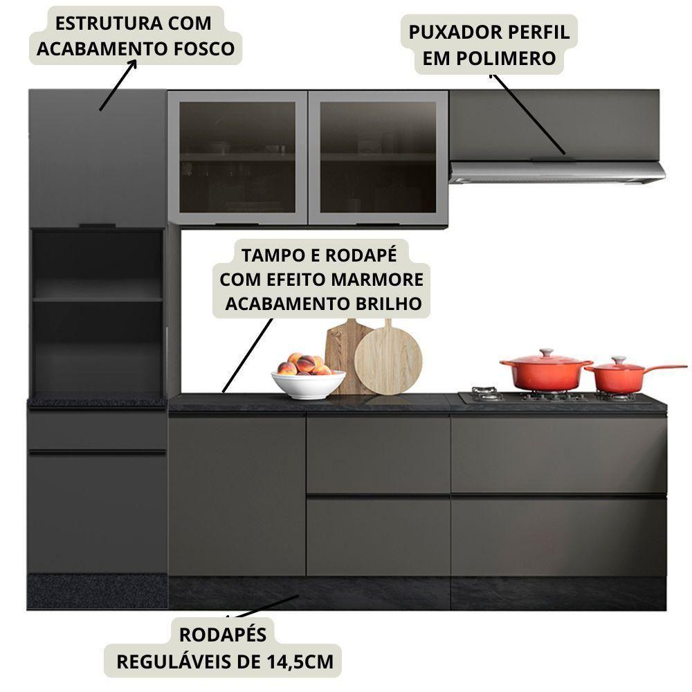 Cozinha 5 Pecas Balcao Tampo 258 Cm Etti Grafite Pln Grafite - 3
