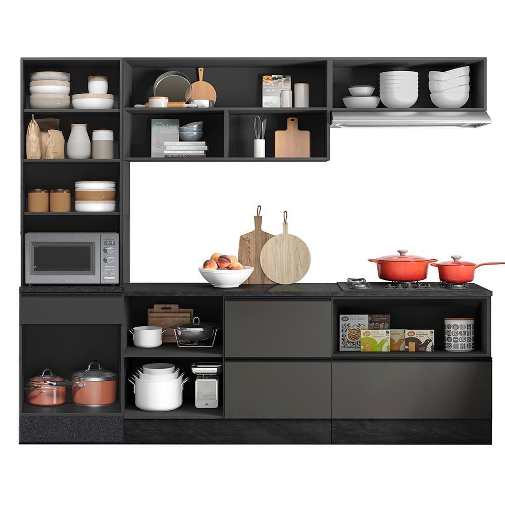 Cozinha 5 Pecas Balcao Tampo 258 Cm Etti Grafite Pln Grafite - 5