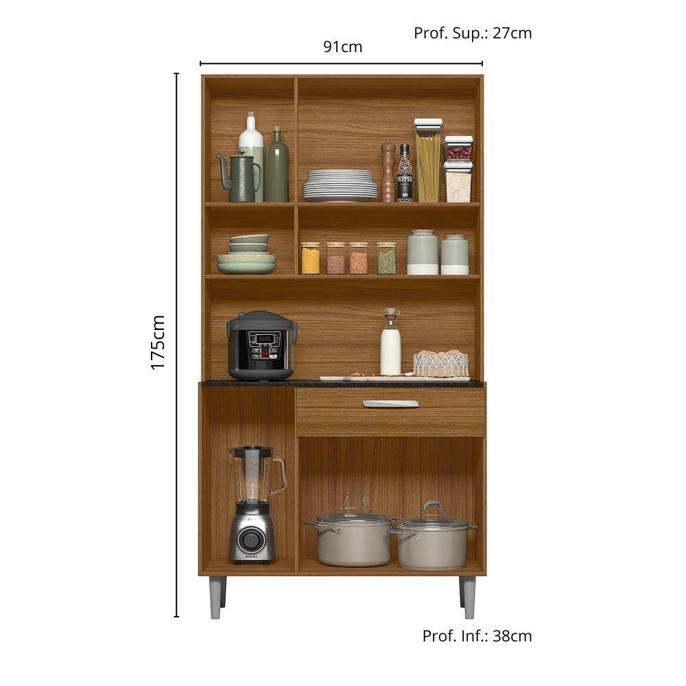 Cozinha Compacta 6 Portas 1 Gavetas 91 Cm Coral Carvalho Branco Pln - 5
