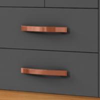 Guarda Roupa Casal Espelho 6 Portas 2 Gavetas Moden 150 Cm Carvalho Am Grafite Incp - 6