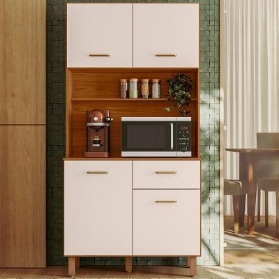 Cozinha Compacta 4 Portas 1 Gaveta 90 Cm Izzi Freijo Off White Pln