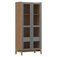 Cristaleira 2 Portas 1 Gaveta Vidro Canelado 180x80 Cm 2157 Oak Ferrolack Milani Store - 2