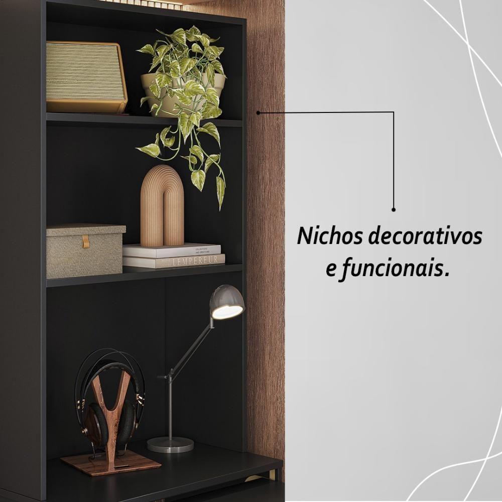 Armário Escrivaninha 2 Portas Com Mesa Retrátil Duo Preto - 6