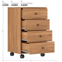 Gaveteiro 4 Gavetas Com Rodizios Office Presence Amêndola Touch - 2