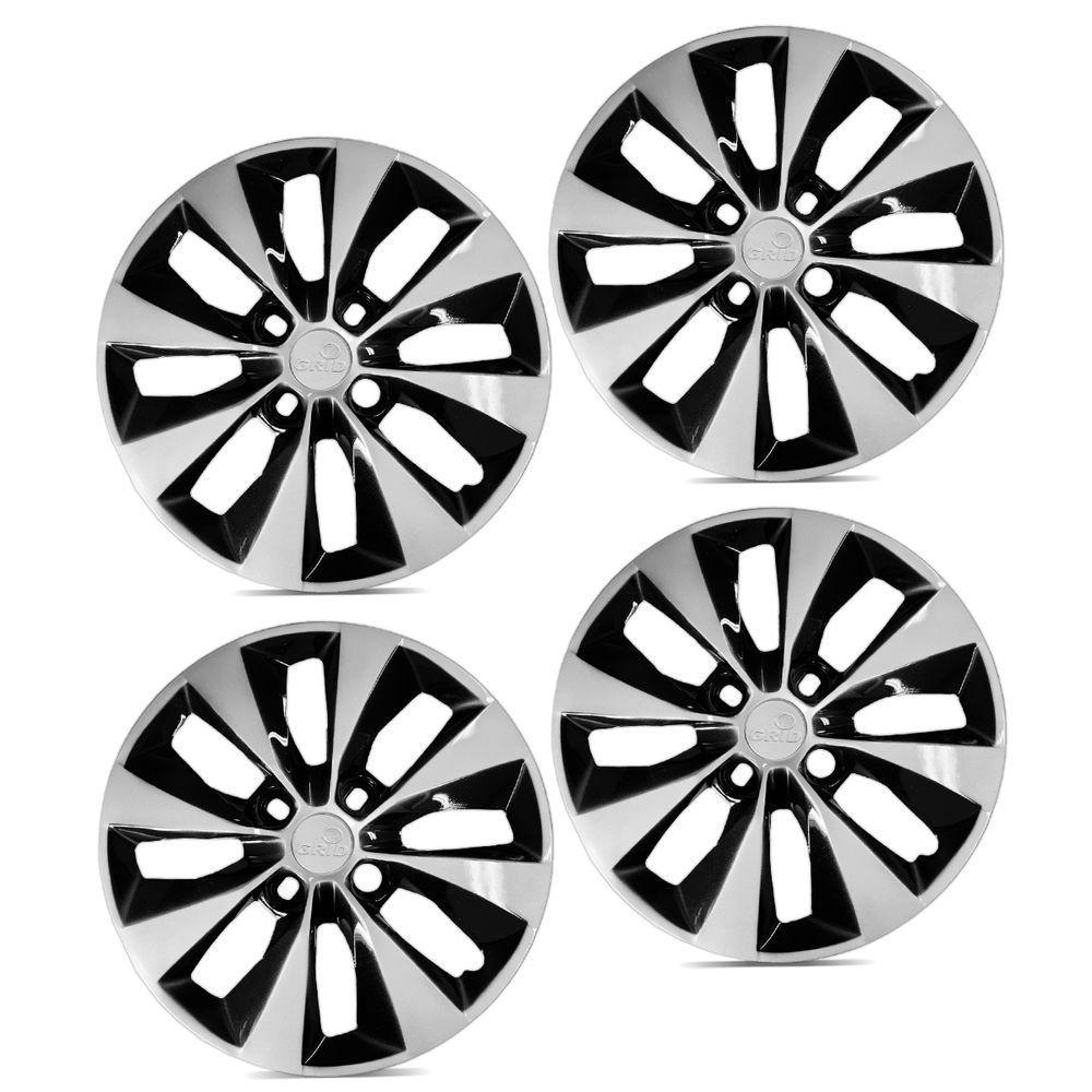 Jogo De Calota Gol Voyage G5 G6 2013 Aro 14 Cubo Baixo Preto E Prata - 3