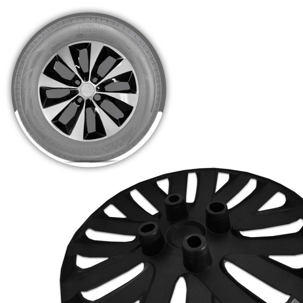 Jogo De Calota Gol Voyage G5 G6 2013 Aro 14 Cubo Baixo Preto E Prata - 4