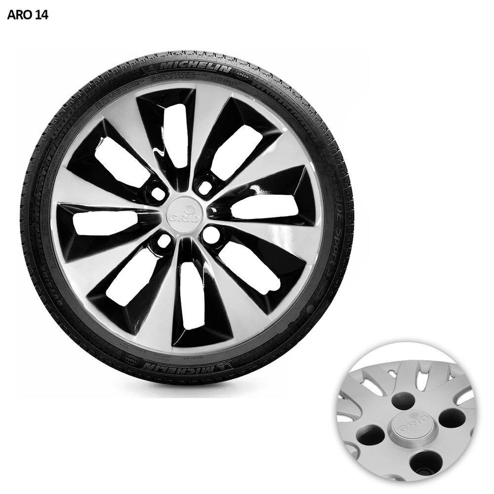 Jogo De Calota Gol Voyage G5 G6 2013 Aro 14 Cubo Baixo Preto E Prata - 6