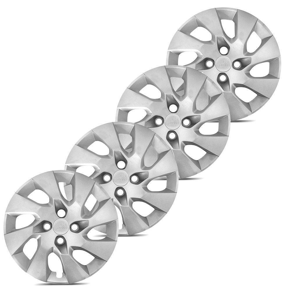 Jogo De Calota Onix Prisma 2014 A 2016 Aro 14 Cubo Alto Prata - 4