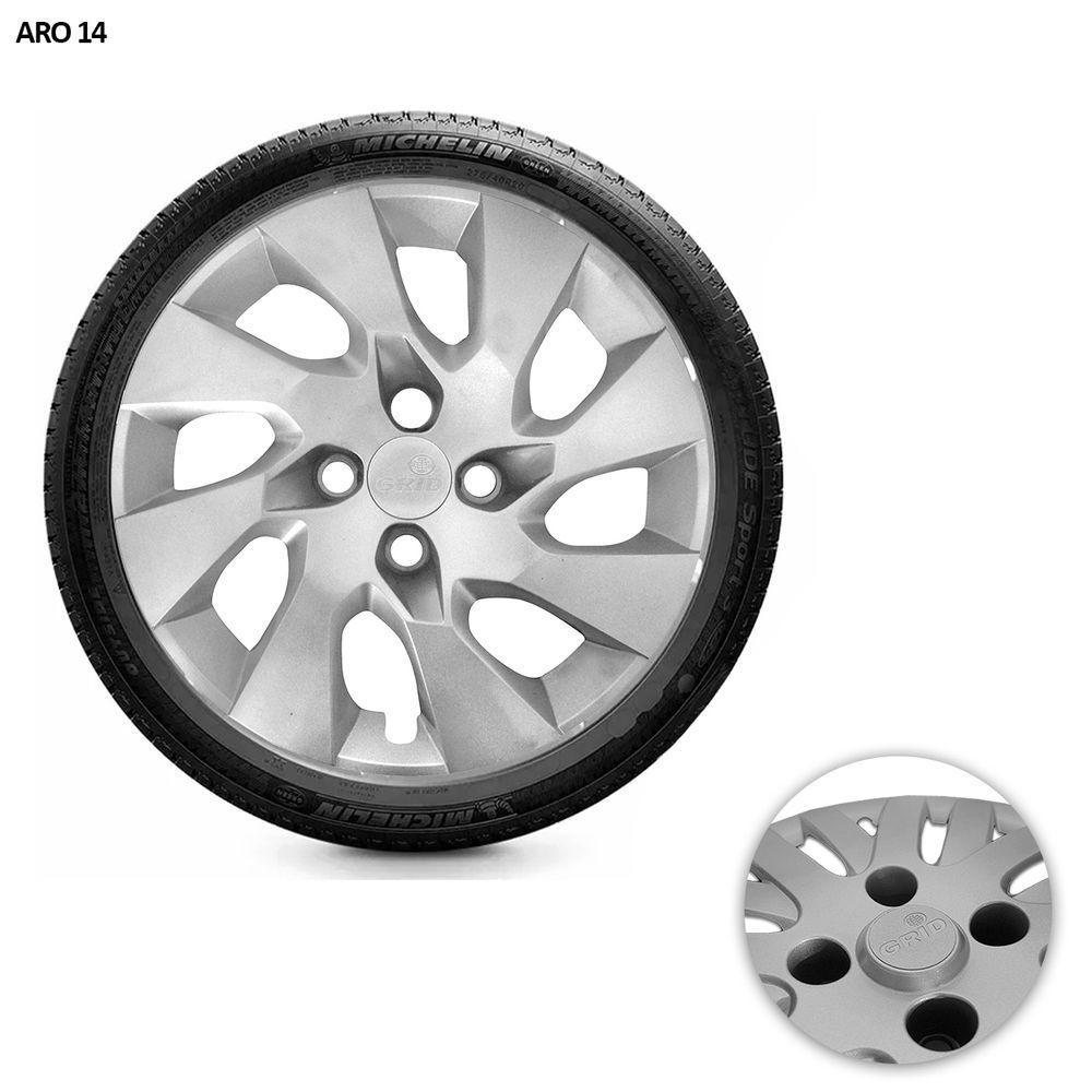 Jogo De Calota Onix Prisma 2014 A 2016 Aro 14 Cubo Alto Prata - 5