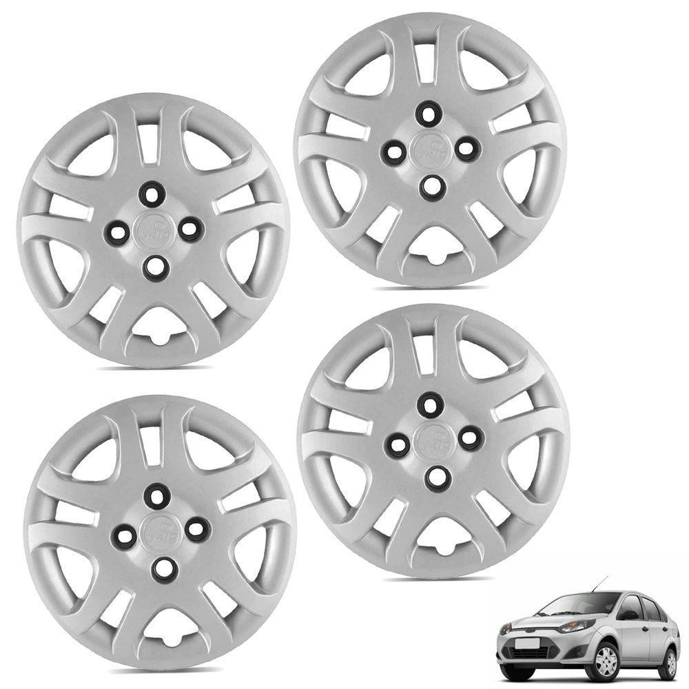 Jogo De Calota Fiesta 2011 A 2013 Aro 14 Cubo Baixo Prata - 1