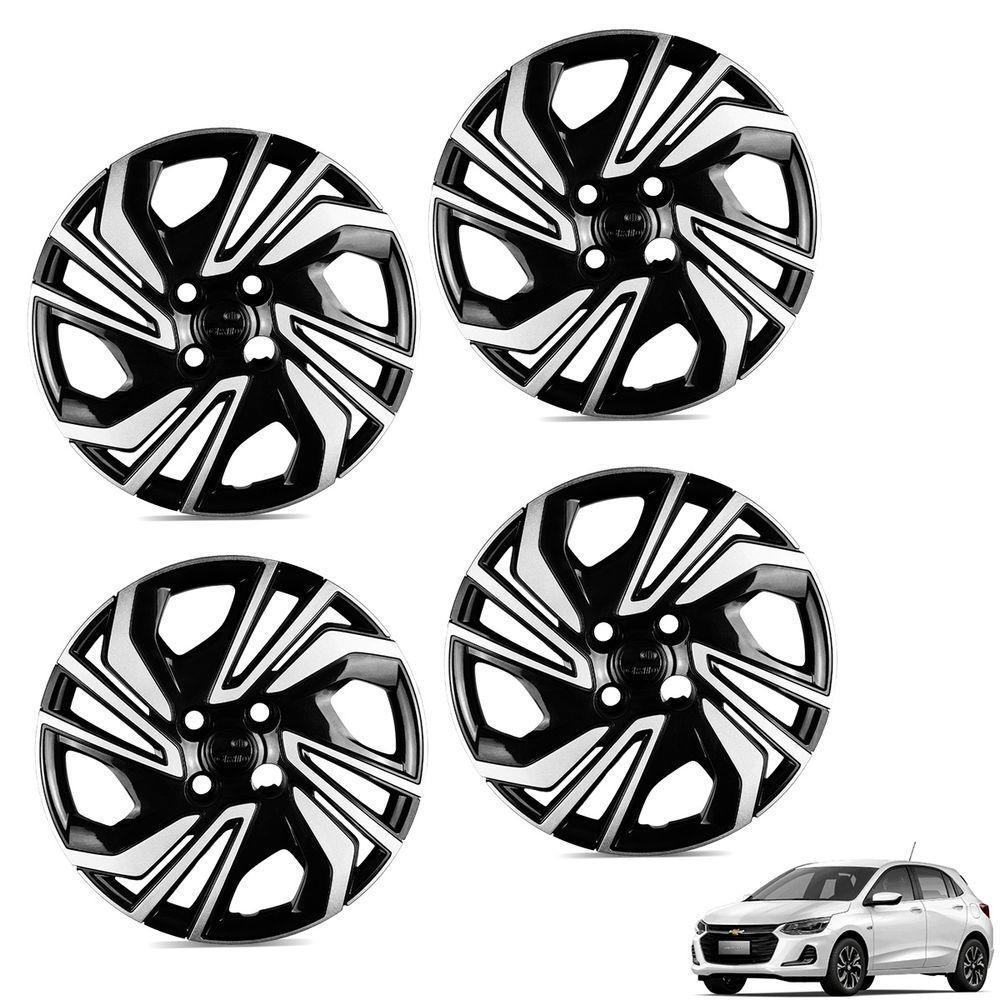 Jogo De Calota Onix 2023 2024 Aro 15 Cubo Padrão Preto E Prata - 1