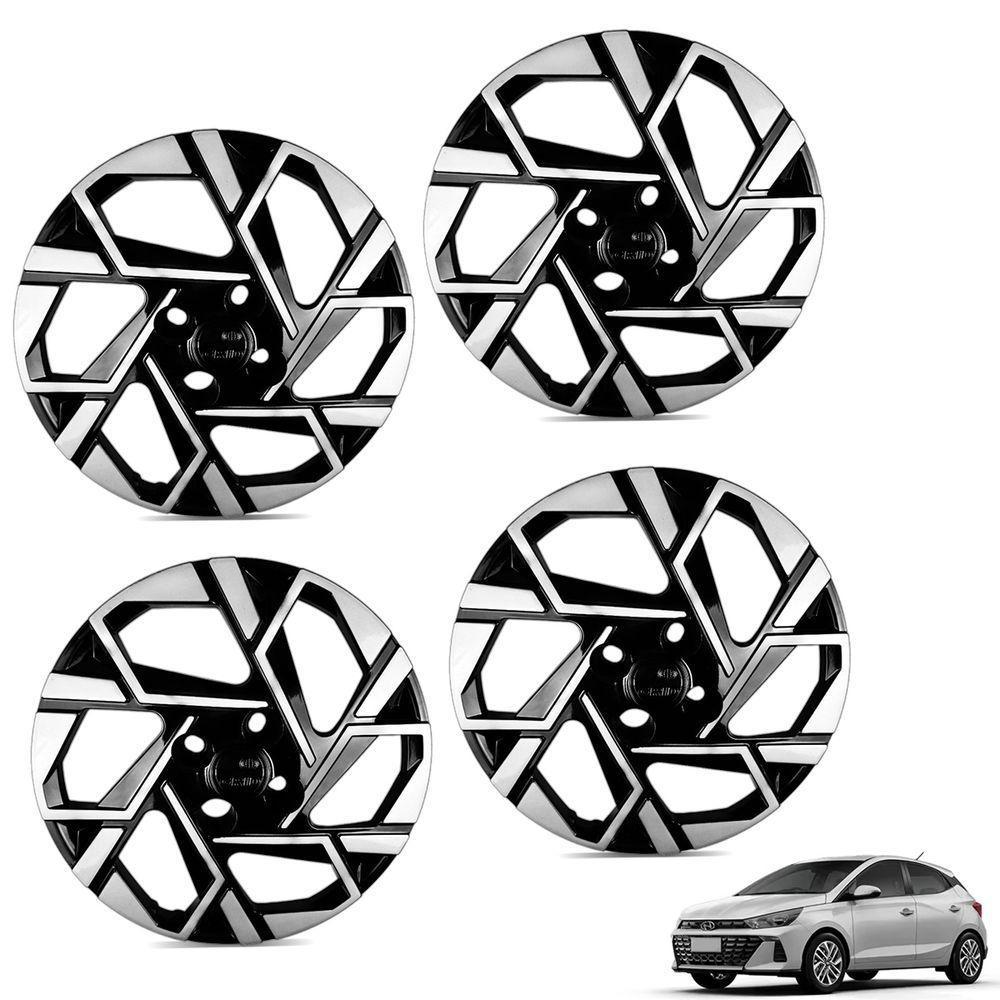 Jogo De Calota Hb20 2024 Aro 14 Cubo Baixo Preto E Prata - 1