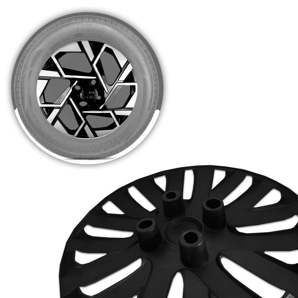 Jogo De Calota Hb20 2024 Aro 14 Cubo Baixo Preto E Prata - 4