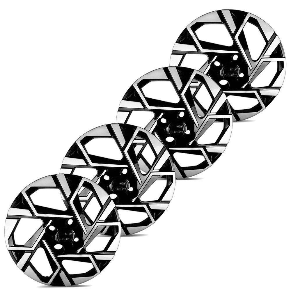 Jogo De Calota Hb20 2024 Aro 14 Cubo Baixo Preto E Prata - 5