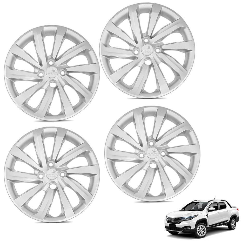 Jogo De Calota Strada 2021 Aro 14 Cubo Alto Prata - 1