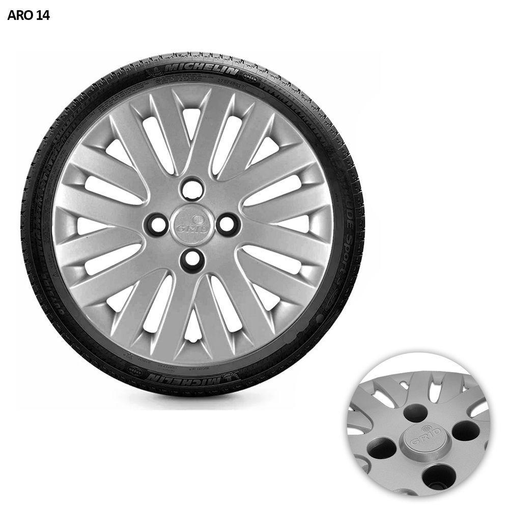 Jogo De Calota Gol Voyage Saveiro G5 2009 A 2011 Aro 14 Cubo Alto Prata - 5