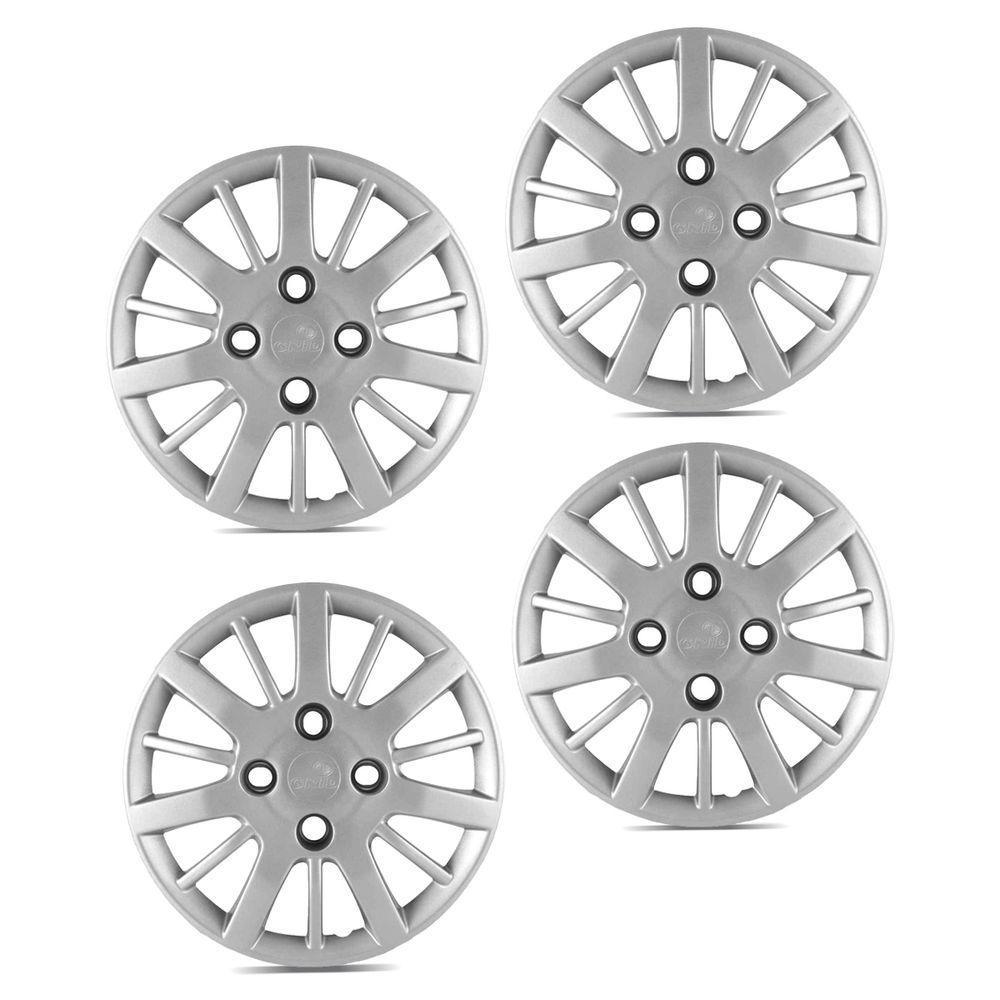 Jogo De Calota Siena Palio 2009 2010 Aro 14 Cubo Baixo Prata - 3