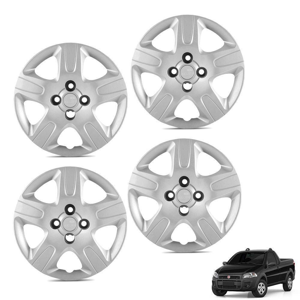 Jogo De Calota Strada 2013 A 2020 Aro 14 Cubo Alto Prata - 1